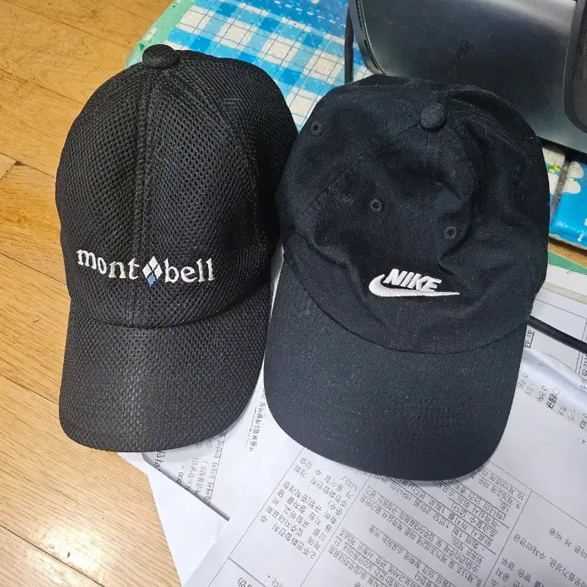 [BUNJANG] Montbell & Nike Cotton Blend Ball Caps Set (Black) / 몽벨/나이키 볼캡 2개 세트