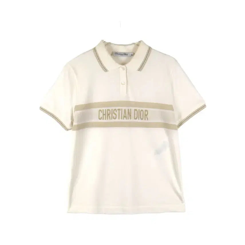 [BUNJANG] Dior Signature Embroidered Logo Cotton Polo Collar Short Sleeve T-Shirt / [중고명품다올] 디올 시그니처 자수 로고 코튼 폴로 카라 반팔 티셔츠