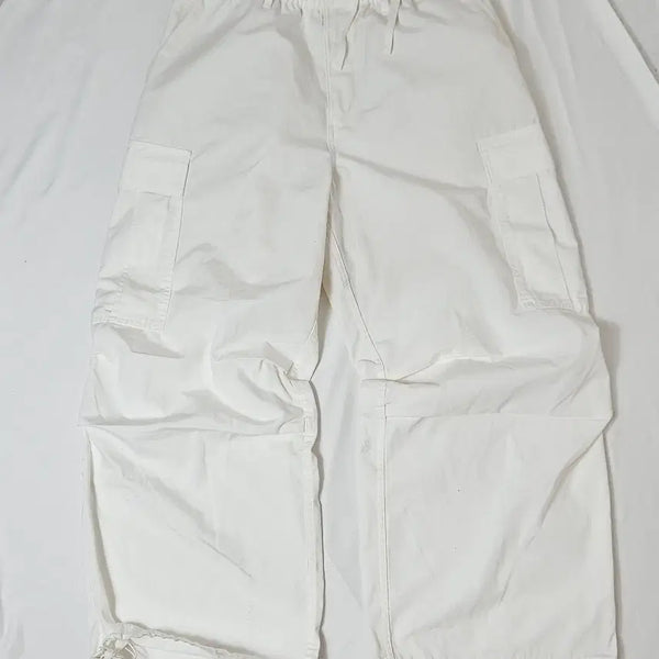 [BUNJANG] GU Parachute Wide Cargo Pants String White Oversized XL / GU 지유 파라슈트 와이드 카고팬츠 스트링 화이트 오버핏 XL