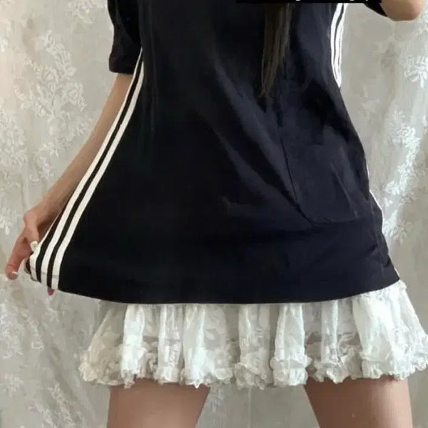 [BUNJANG] Adidas Puff Short Sleeve T-Shirt Black Butterfly Embroidery Vintage / 아디다스 퍼프 반팔 티 블랙 버터플라이빈티지