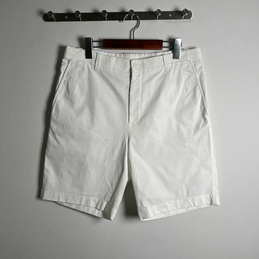 [BUNJANG] TIME Homme Cotton Linen White Half Pants / TIME 타임 옴므 코튼 린넨 화이트 하프 팬츠