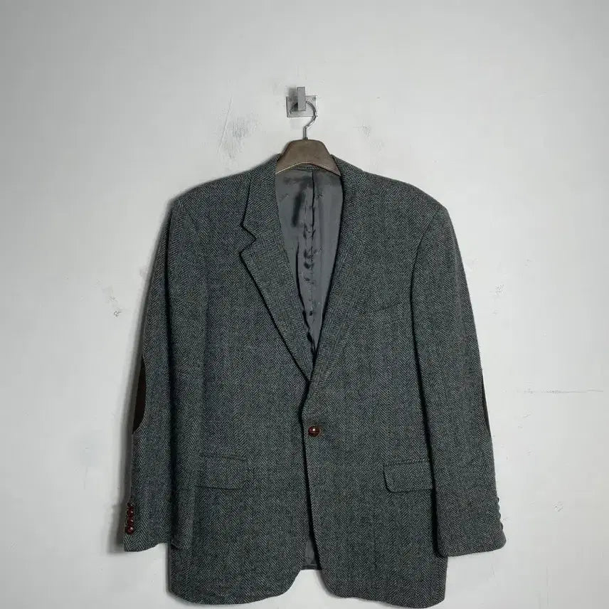 [BUNJANG] Aquascutum Herringbone Elbow Patch Jacket / 아쿠아스큐텀  헤링본 엘보우 패치 자켓