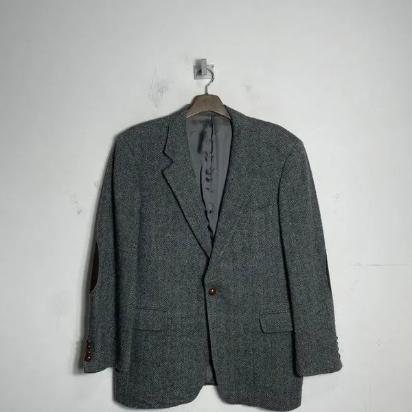 [BUNJANG] Aquascutum Herringbone Elbow Patch Jacket / 아쿠아스큐텀  헤링본 엘보우 패치 자켓