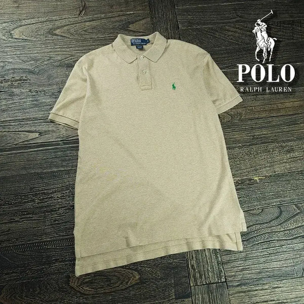 [BUNJANG] Polo Ralph Lauren Pony Logo Embroidered Loose Fit Polo Shirt Beige / 폴로 랄프로렌 포니 로고 자수 루즈 카라티 베이지 M21582