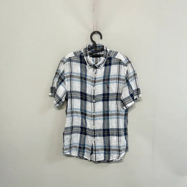 [BUNJANG] Hazzys Men's Linen Short Sleeve Shirt / 헤지스 남성 린넨 반팔 셔츠 100