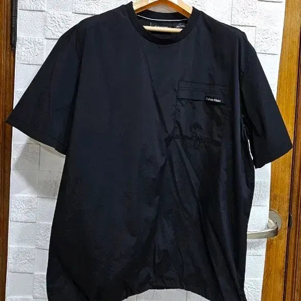 [BUNJANG] Calvin Klein Woven Short Sleeve T-Shirt Black L / 캘빈클라인 우븐 반팔 티셔츠 블랙 L