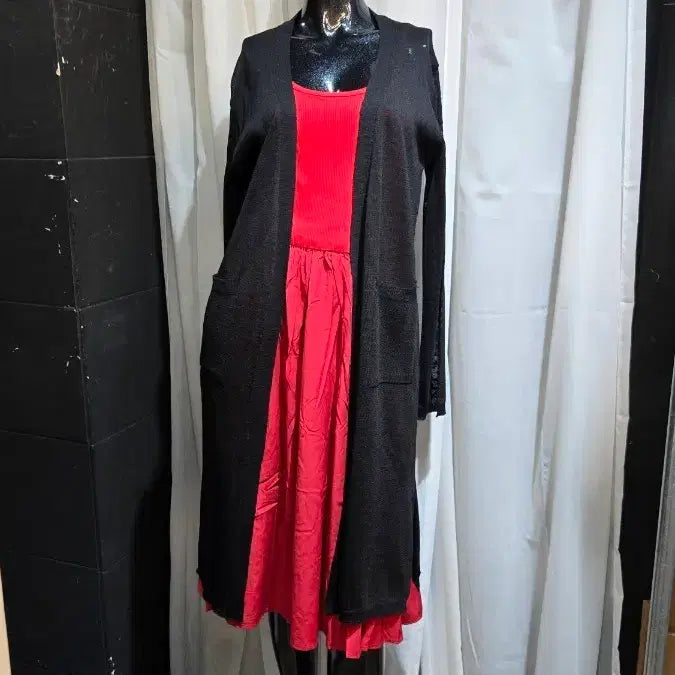 [BUNJANG] Black Long Cardigan with Open Slits and Pockets / 오픈 양쪽슬릿 포켓 블랙 롱가디건