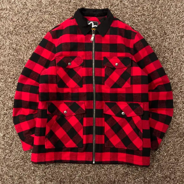 [BUNJANG] EVISU 110 Quad Pocket Zip-Up Check Jacket / 110 에비수 쿼드포켓 체크 집업 자켓