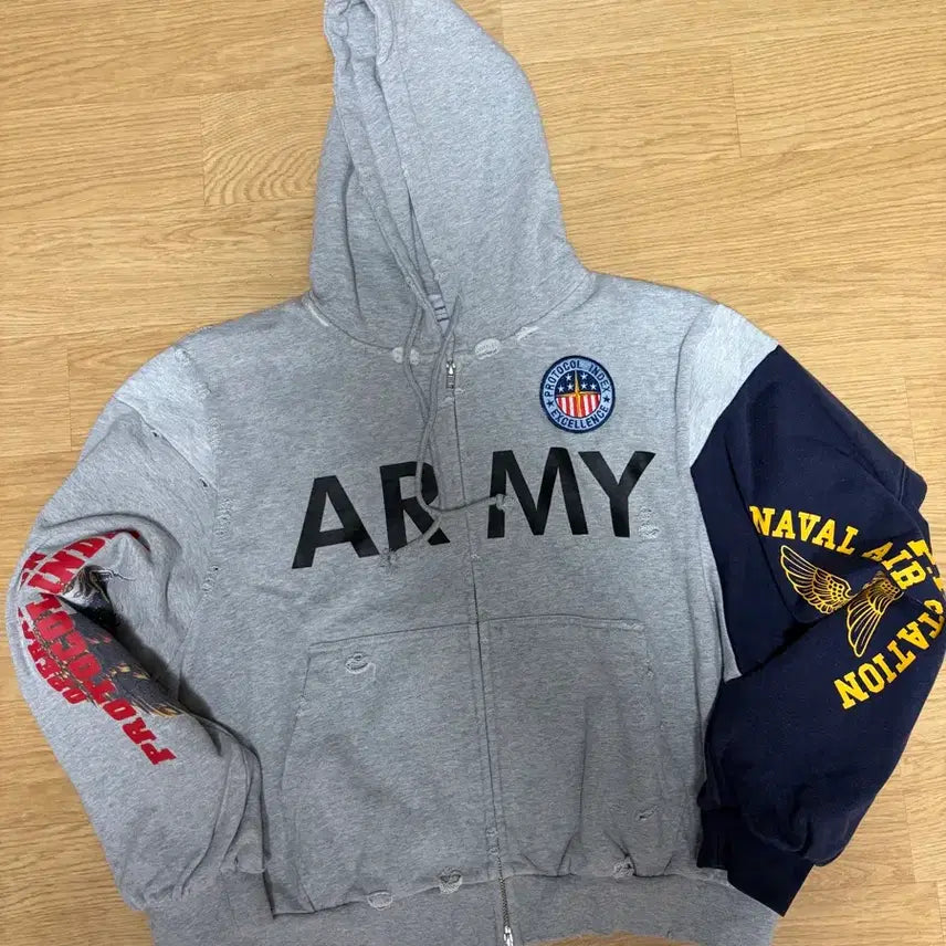 [BUNJANG] Protocol Index Reconstruct Hooded Zip-Up Melange Grey Size 1 / 프로토콜인덱스 후드집업