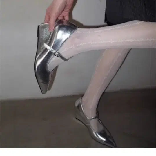 [BUNJANG] Silver Comfortable Strap Heels / 실버 발편한구두 새상품