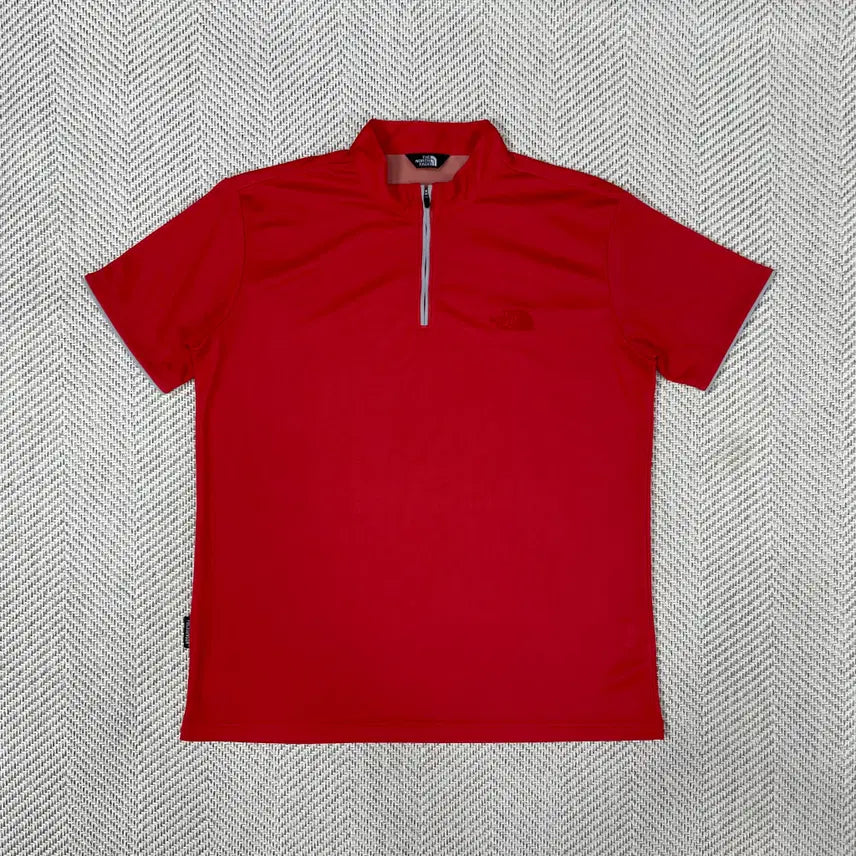 [BUNJANG] The North Face Logo Half-Zip Short Sleeve T-Shirt / 노스페이스 로고  반집업 반팔 티셔츠