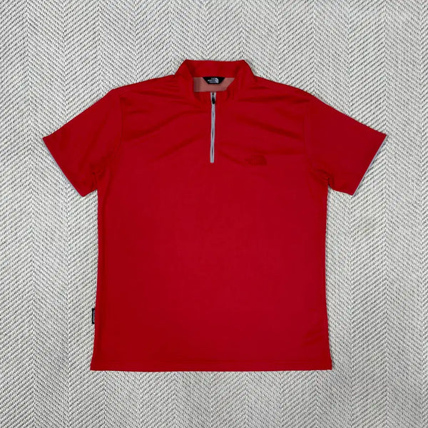 [BUNJANG] The North Face Logo Half-Zip Short Sleeve T-Shirt / 노스페이스 로고  반집업 반팔 티셔츠
