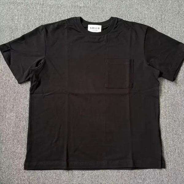 [BUNJANG] Solid Homme Black White Back Label Short Sleeve T-Shirt / 솔리드 옴므 블랙 화이트 백 라벨 숏슬리브 티셔츠