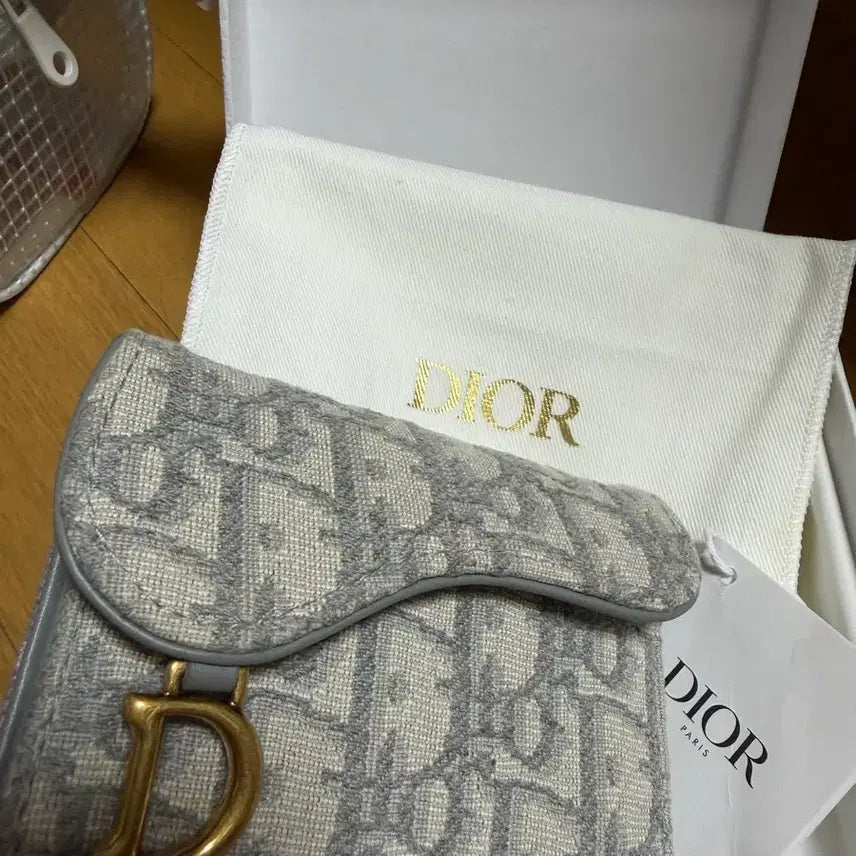 [BUNJANG] Dior Oblique Saddle Card Holder - Grey / S급 정품새거 디올 오블리크 새들 카드지갑 그레이
