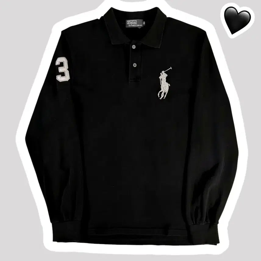 [BUNJANG] Polo Ralph Lauren Black Big Pony Silver Logo Polo Shirt XL / 폴로 랄프로렌 블랙 빅포니 실버로고 카라티 (No.46)