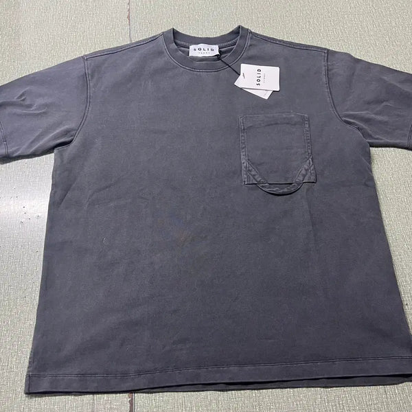 [BUNJANG] Solid Homme Pigment Dyeing Pocket Short Sleeve T-Shirt Charcoal / 솔리드 옴므 피그먼트 다잉 포켓 숏슬리브 티셔츠 차콜