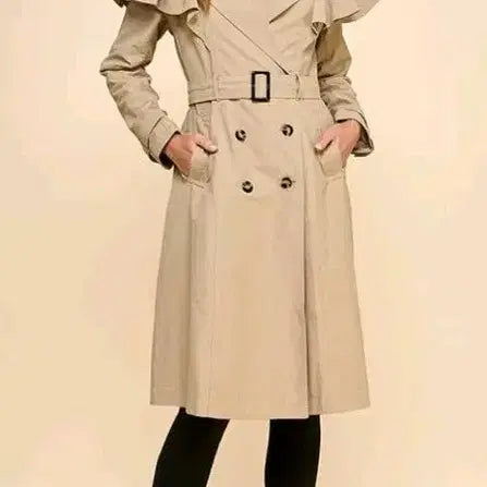[BUNJANG] Beige Double-Breasted Coat M / 베이지색 더블 코트 수입 M 러블리
