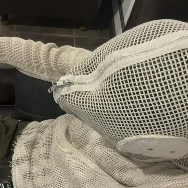 [BUNJANG] AISHITO Mesh Zip Hoodie Beige XL / 아이시토 메쉬 집 후드 베이지 XL