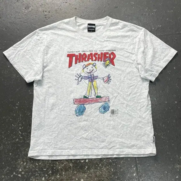 [BUNJANG] Thrasher Kids Sketch Short Sleeve T-Shirt / 100 트래셔 키즈 스케치 반팔티