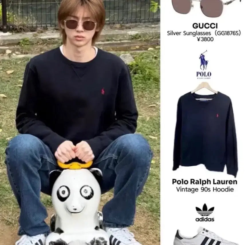 [BUNJANG] Polo Ralph Lauren Black Sweatshirt (Worn by Juhoon) / (코르티스 주훈착용)신형 폴로 랄프로렌 블랙 맨투맨 (No.54)