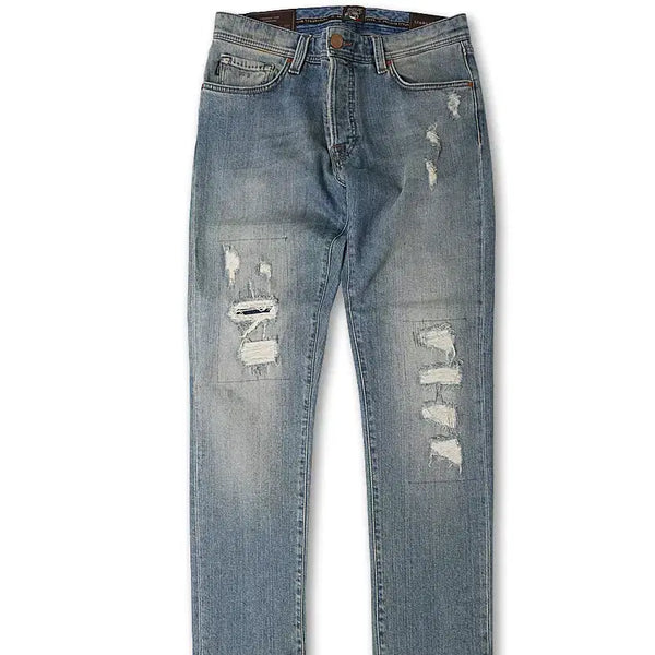 [BUNJANG] Tramarossa Leonardo Light Blue Distressed Denim Jeans - Size 34 / 트라마로사 [Tramarossa] 레오나르도 연청 디스트로이드 데님
