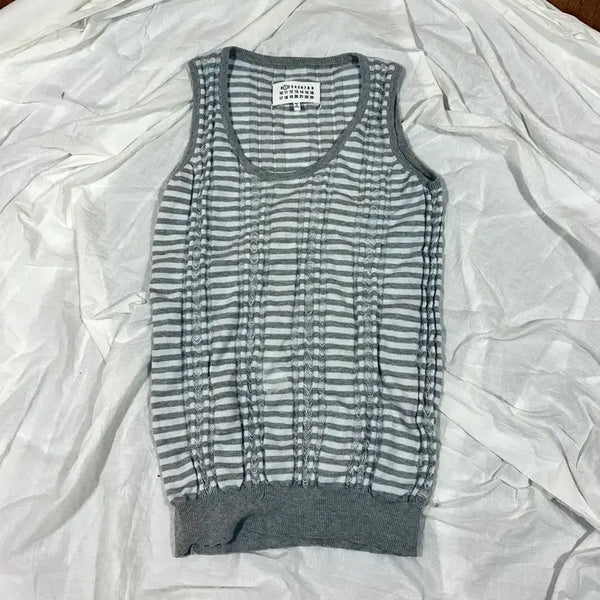 [BUNJANG] Maison Martin Margiela 12SS Striped Distressed Knit Vest / 메종 마르지엘라 12SS 스트라이프 디스트로이드 니트 베스트