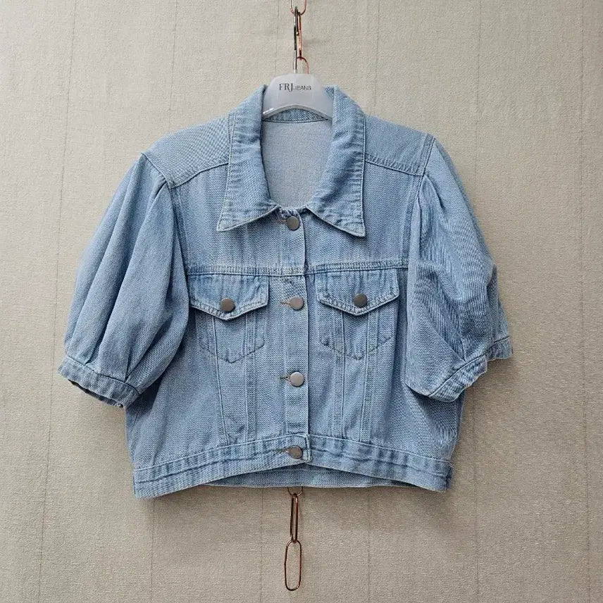 [BUNJANG] Puff Sleeve Denim Crop Jacket / 퍼프 데님크롭자켓  ~66
