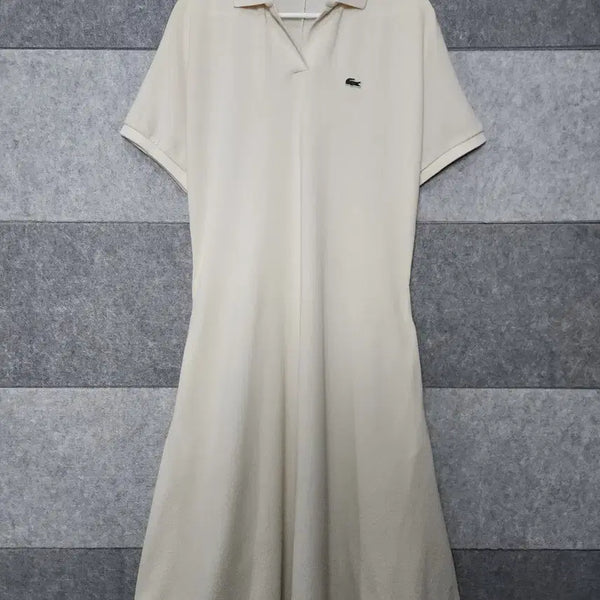 [BUNJANG] Lacoste Women's Short Sleeve Open Collar A-Line Dress Ivory Size 90 / 라코스테 여성 오픈 카라 반팔 원피스 (사이즈 90)