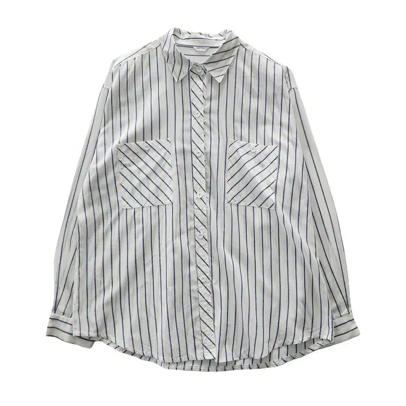 [BUNJANG] Vintage Pinstripe Casual Shirt L / 빈티지 핀스트라이프 캐주얼 셔츠 L