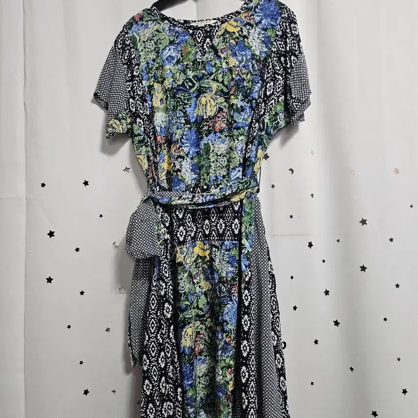 [BUNJANG] Thursday Island Pattern Mix Short Sleeve Dress / 써스데이아일랜드 패턴 믹스 반팔 원피스 85