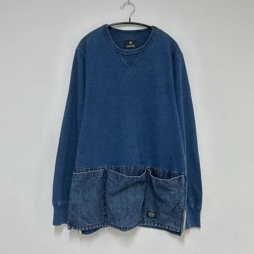 [BUNJANG] Snow Peak Japan Indigo Sweat Pullover L / 스노우피크 재팬 캠핑 인디고 스웨트 풀오버