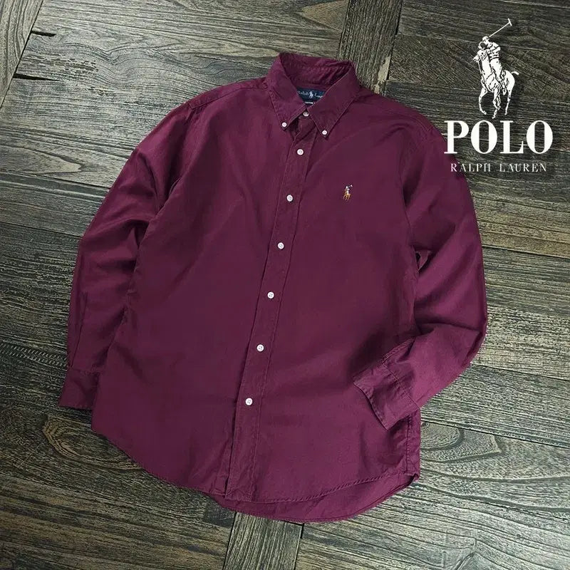 [BUNJANG] Polo Ralph Lauren Pony Logo Embroidered Classic Fit Shirt Burgundy / 폴로 랄프로렌 포니 로고 자수 클래식핏 셔츠 버건디 M21587
