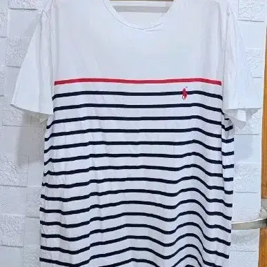 [BUNJANG] Polo Ralph Lauren Striped Short Sleeve T-Shirt White L / 폴로 랄프로렌 단가라 반팔 티셔츠 화이트 L
