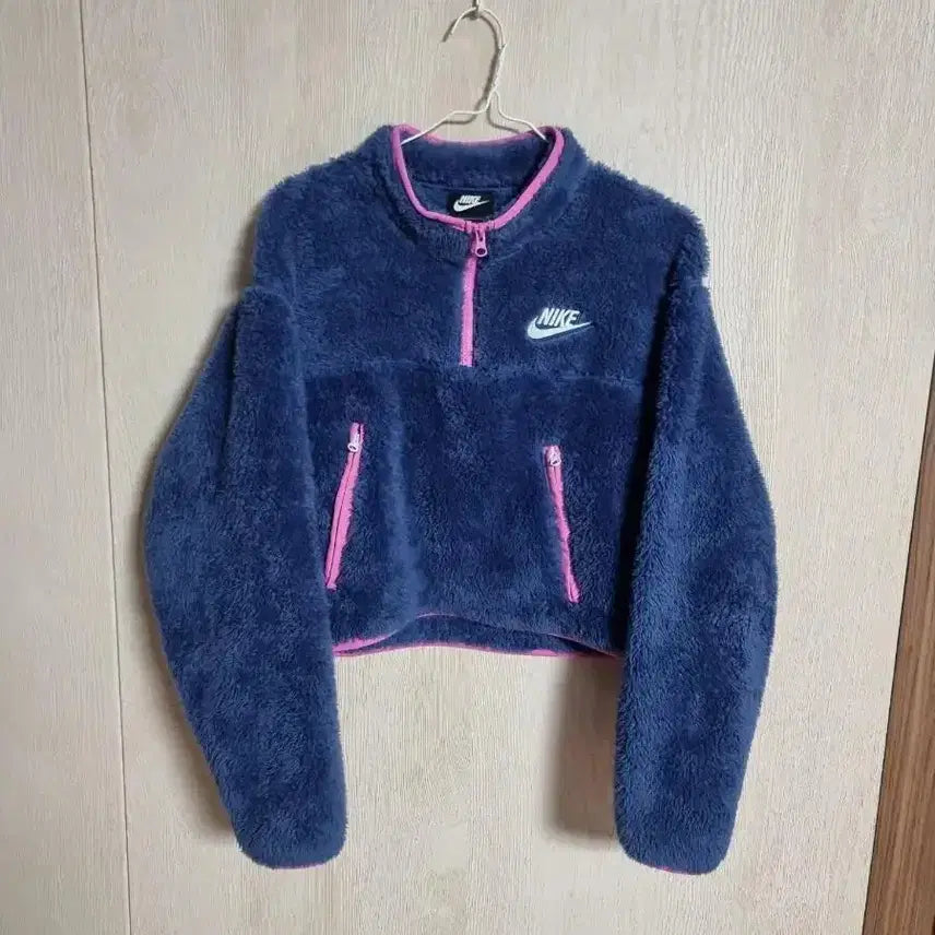 [BUNJANG] Nike Fleece Cropped Anorak Jacket - Women's Navy L / 나이키 후리스 크롭 아노락 자켓 여성 네이비 L