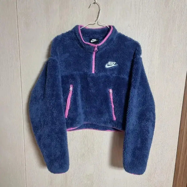 [BUNJANG] Nike Fleece Cropped Anorak Jacket - Women's Navy L / 나이키 후리스 크롭 아노락 자켓 여성 네이비 L