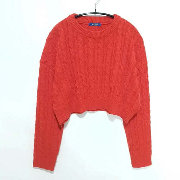 [BUNJANG] Cable Crop Knit Top / 케이블 크롭 니트 F_M2139