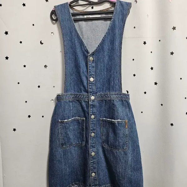 [BUNJANG] Zara Denim Pinafore Mini Dress XS / 자라 데님 멜빵 원피스 xs