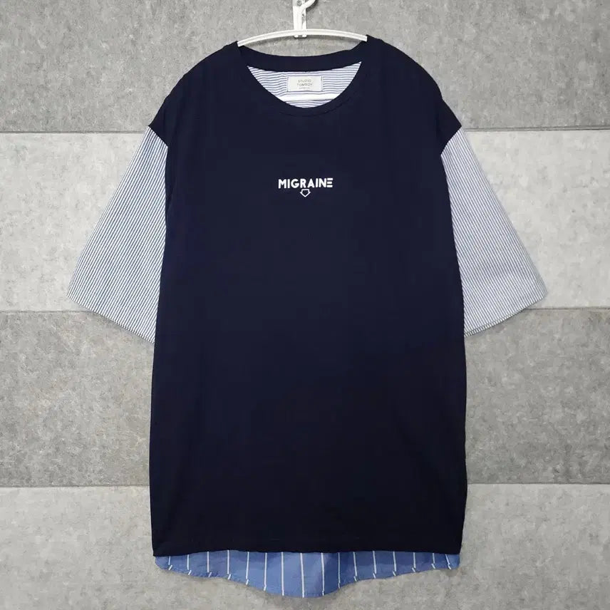 [BUNJANG] Studio Tomboy Mix Match Short Sleeve T-Shirt Navy Size F / 스튜디오톰보이 여성 셔츠 믹스 매치 반팔티 (사이즈 F)