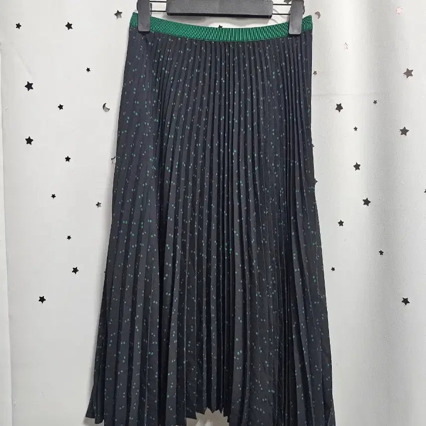 [BUNJANG] Uniqlo Pleated Skirt Charcoal Green Dot M / 유니클로 플리츠 스커트 챠콜 그린 도트 m