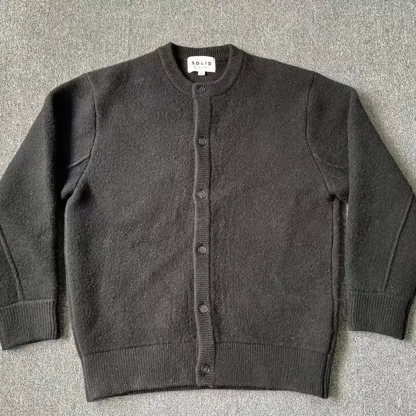 [BUNJANG] Solid Homme Wool Blend Boucle Round Neck Cardigan Charcoal Black Deep Gray Light Gray / 솔리드 옴므 울 혼방 부클 라운드넥 가디건 차콜 블랙 진그레이 연그레이
