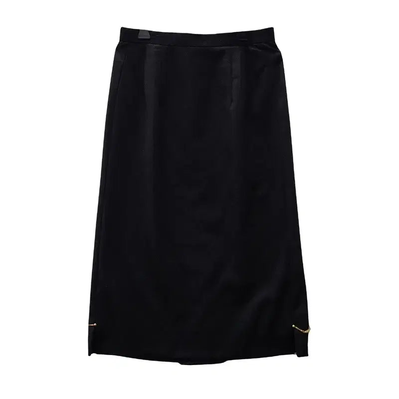 [BUNJANG] Japanese Minimalist Chain Black Long Skirt / 재패니즈 미니멀 체인 블랙 롱스커트 11 MADE IN JAPAN
