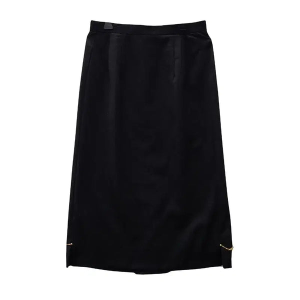 [BUNJANG] Japanese Minimalist Chain Black Long Skirt / 재패니즈 미니멀 체인 블랙 롱스커트 11 MADE IN JAPAN