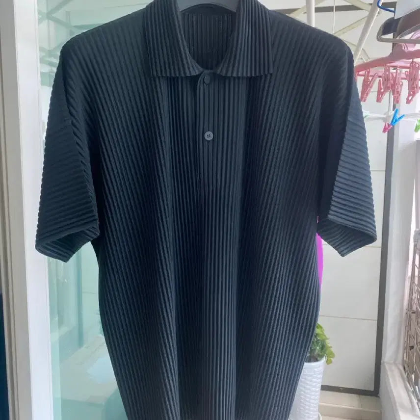 [BUNJANG] Homme Plissé ISSEY MIYAKE Collar T-Shirt Black Size 3 / 옴므플리세 카라티 블랙 3사이즈