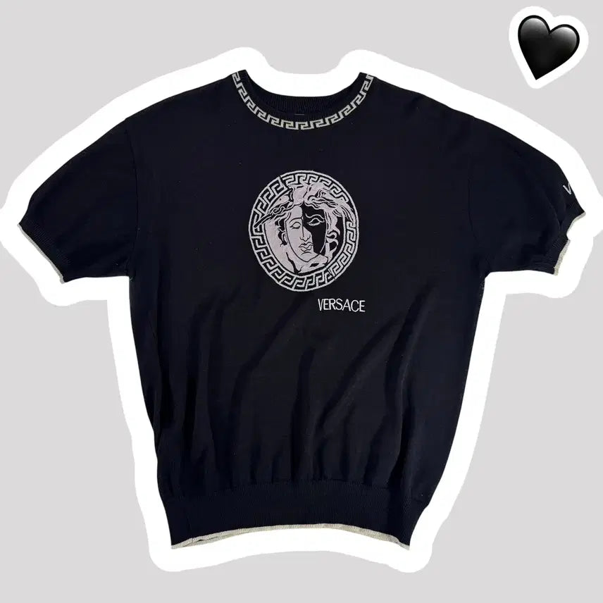 [BUNJANG] Versace 90s Embroidered Big Logo Short Sleeve Knit / 정품 베르사체 90s 자수 빅로고 반팔니트 (No.69)