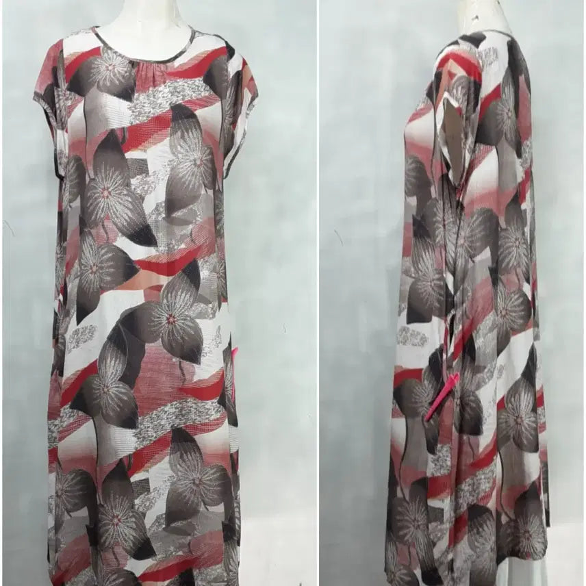 [BUNJANG] Sandeulbaram Linen Blend Short Sleeve Dress / 산들바람/인견원피스 / 반소매디쟌/통통77까지/기장98