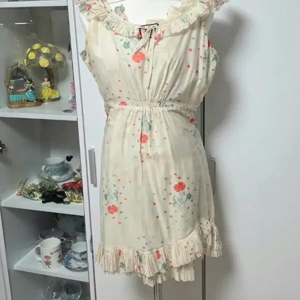 [BUNJANG] US Brand Ivory Floral Silk Blend Maxi Dress / 미국브랜드 플라워 아이보리 juicy 원피스