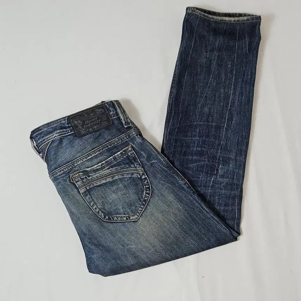 [BUNJANG] Diesel Leather Patch Italian Washed Denim Jeans / 디젤 가죽패치 이태리 데님팬츠 워싱 진 청바지 데미지 30