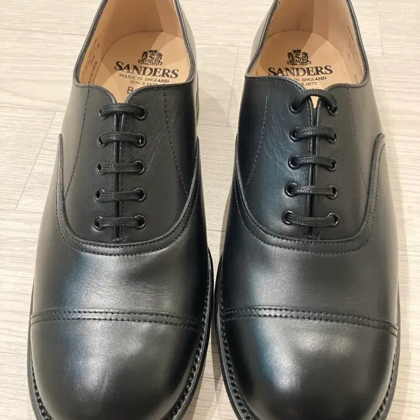 [BUNJANG] Sanders B.G.S. Cap Oxford Waxy Black Leather Shoes / [270] 샌더스 B.G.S. 캡 옥스퍼드 왁시 블랙