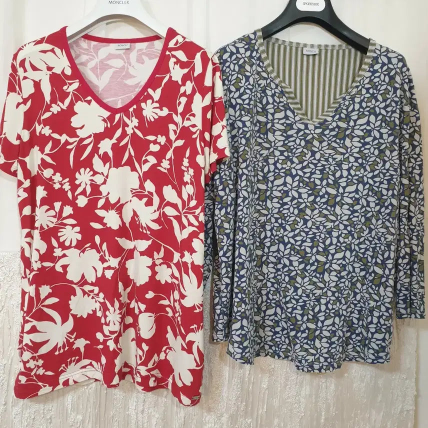 [BUNJANG] ROSCH Floral Short-Sleeve T-Shirt 2 Types / 독일 프리미엄 홈웨어 ROSCH 플라워 반팔티 2종