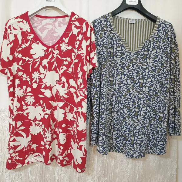 [BUNJANG] ROSCH Floral Short-Sleeve T-Shirt 2 Types / 독일 프리미엄 홈웨어 ROSCH 플라워 반팔티 2종